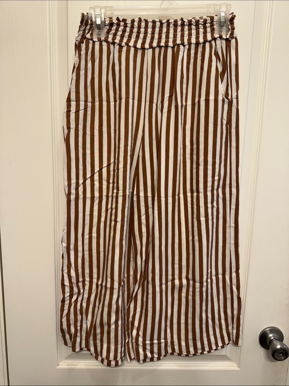 Jessica Simpson Brown and White Striped Wide Leg Jeans